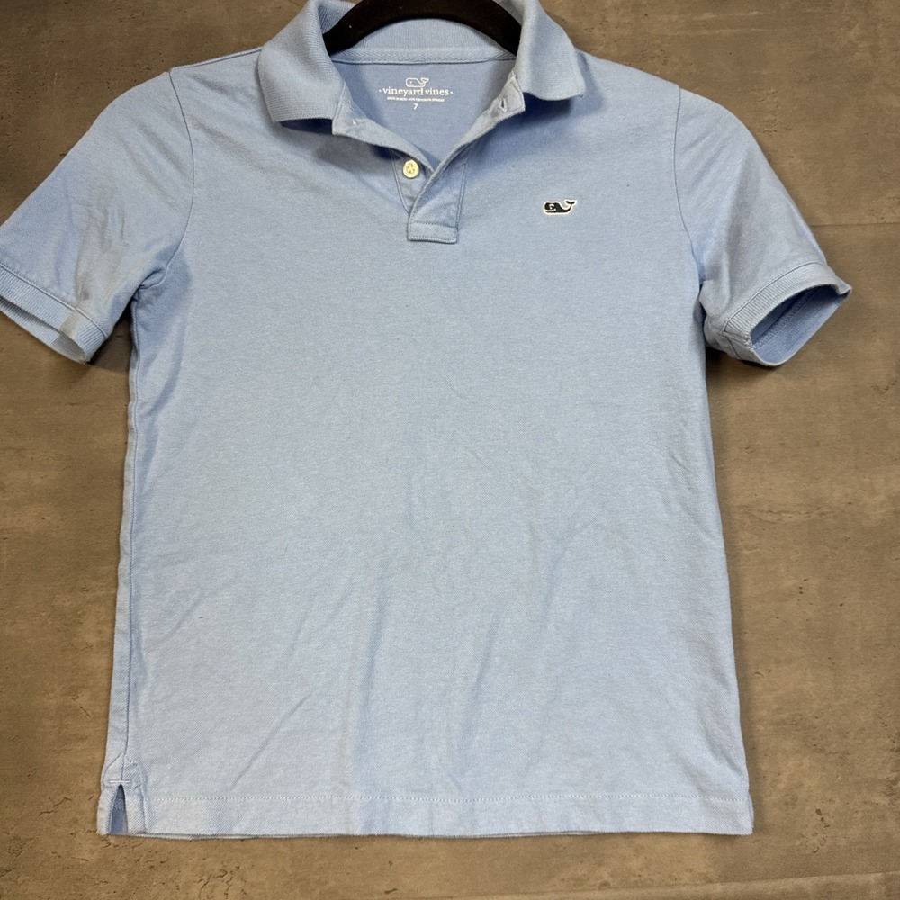 Kids light blue Vineyard Vines pique polo shirt Sz 7